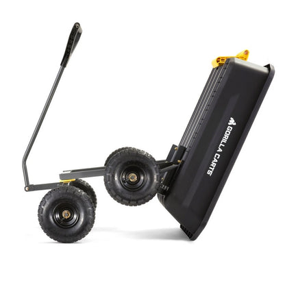 Gorilla Carts 115L Poly Dump Cart, Zero-Turn, Impact-Resistant, Quick-Release System