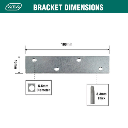 Carinya Zinc Plated Mending Plate 190x40x3.5mm - Reinforced Strength & Corrosion Resistant