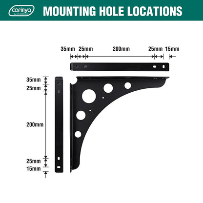 Carinya Black Euro Bracket 300x300mm, 100kg Load, Stylish & Durable Wall Mount