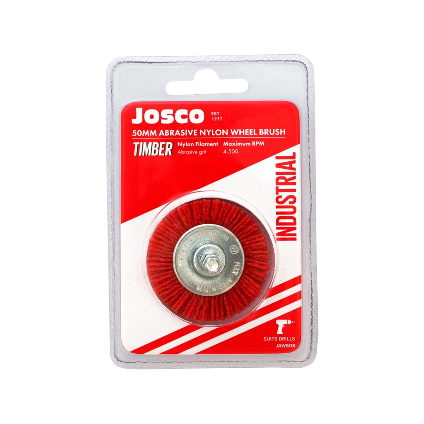 Josco 50mm Abrasive Nylon Wheel Brush for Paint, Rust, and Burr Removal