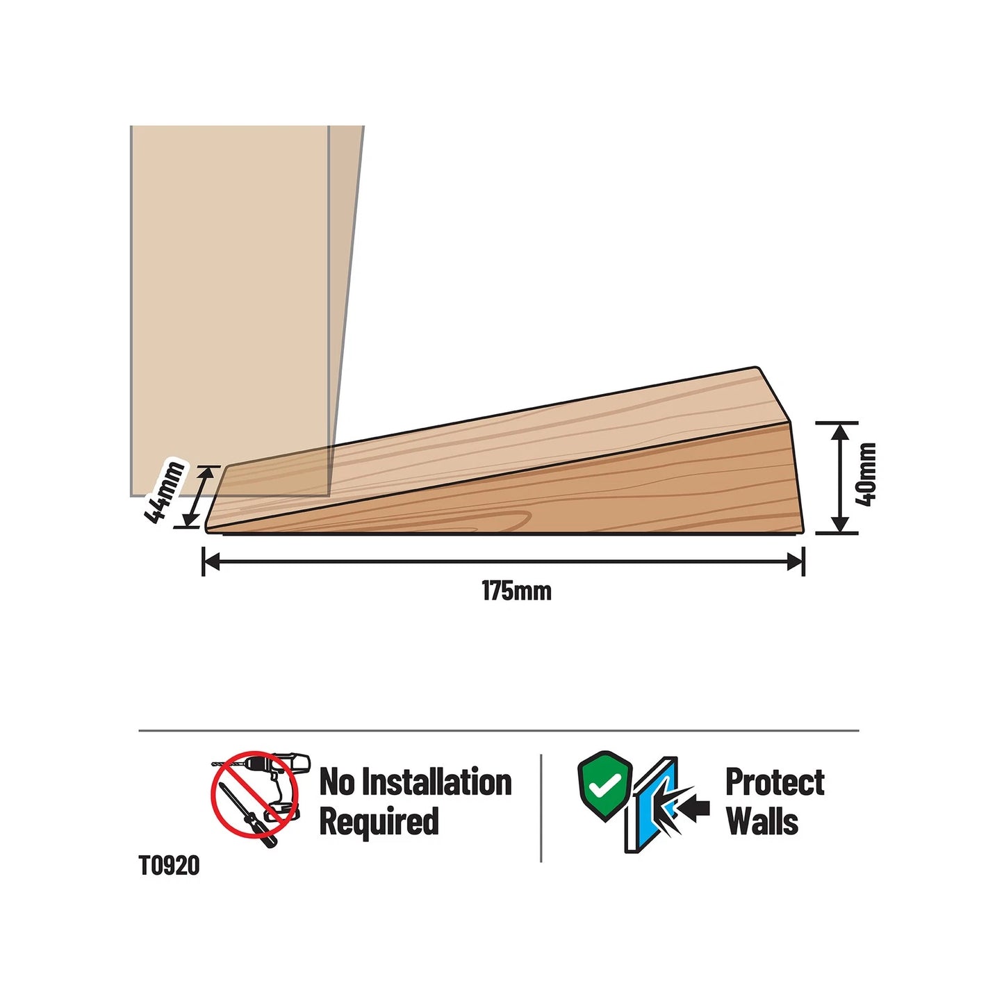 Adoored Timber Door Wedge - Large, Durable, Stylish, Wall Protection