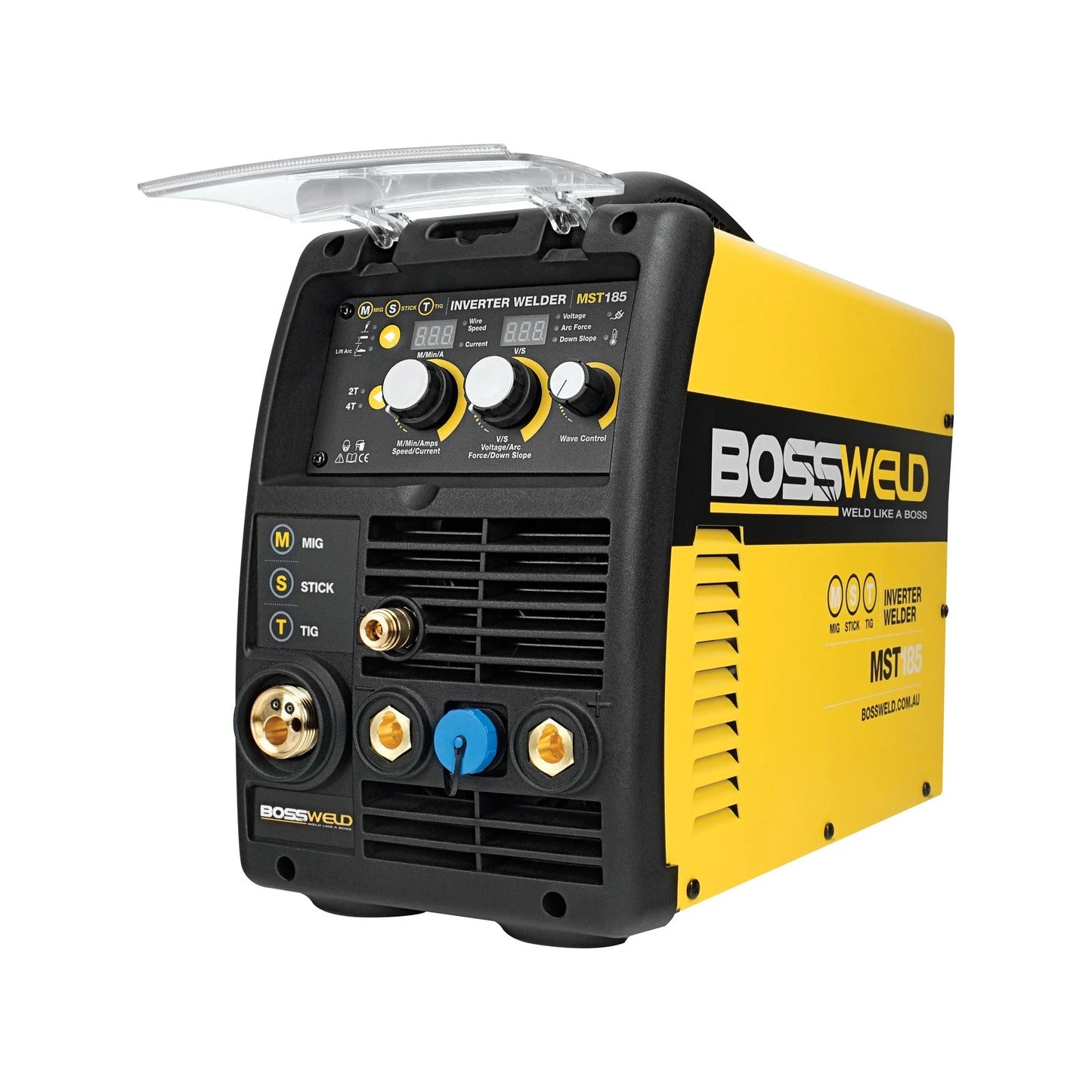 Bossweld 180A MIG Stick TIG Inverter Welder, Multi-Process, 8mm Steel Capacity