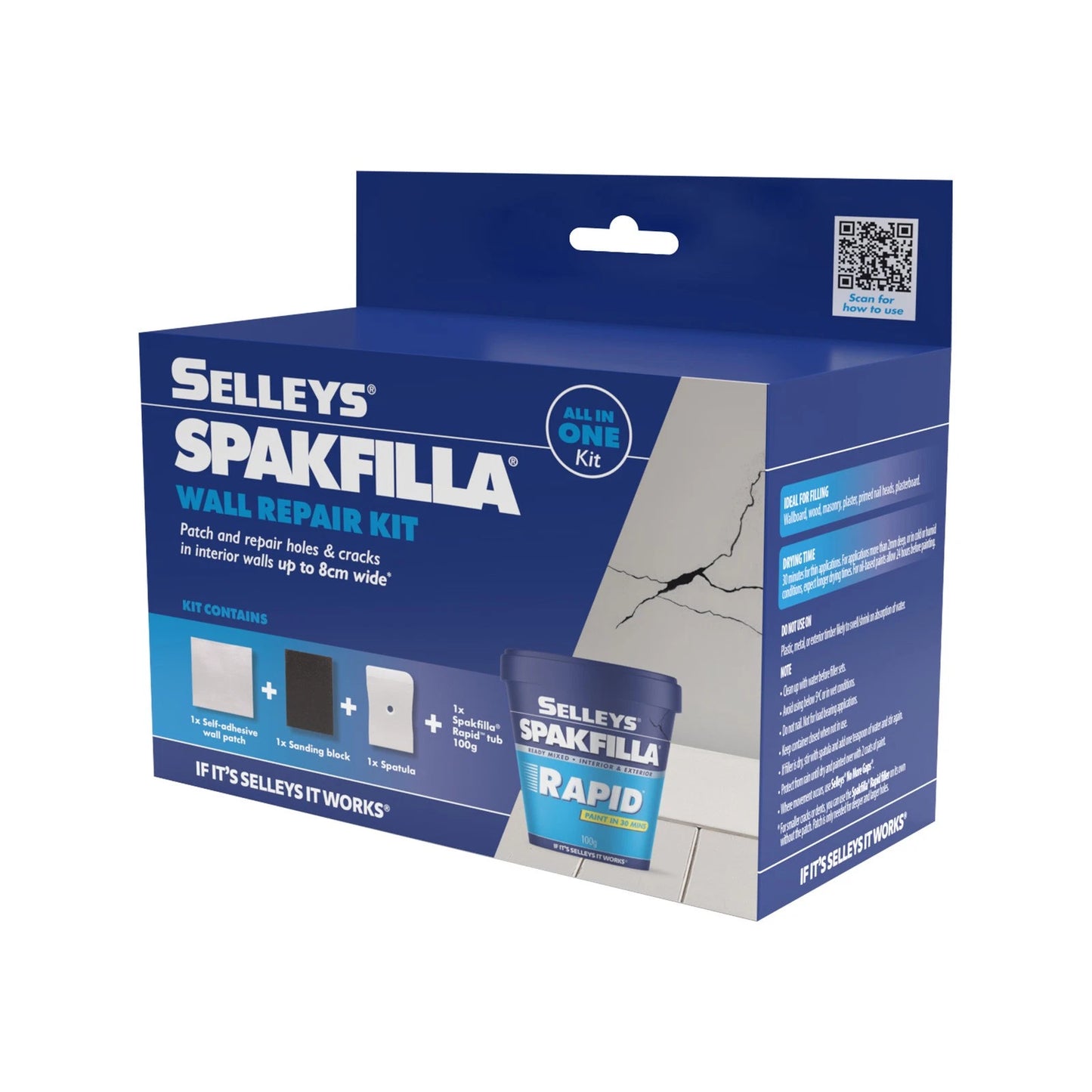 Selleys Spakfilla Wall Repair Kit - Fast-Drying, All-in-One Solution for Interior Walls, Repairs up to 8cm