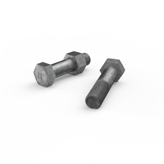 ZENITH M16 x 65mm Galvanised Hex Head Bolts & Nuts, Corrosion Resistant