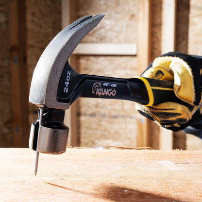 Kango 20oz Anti-Vibe Steel Claw Hammer with Magnetic Nail-Starter and Curved Claw