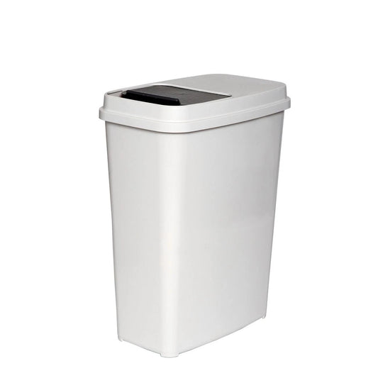 Off-White 30L Slide Top Bin - White/Charcoal, Indoor Use, Liner Locking