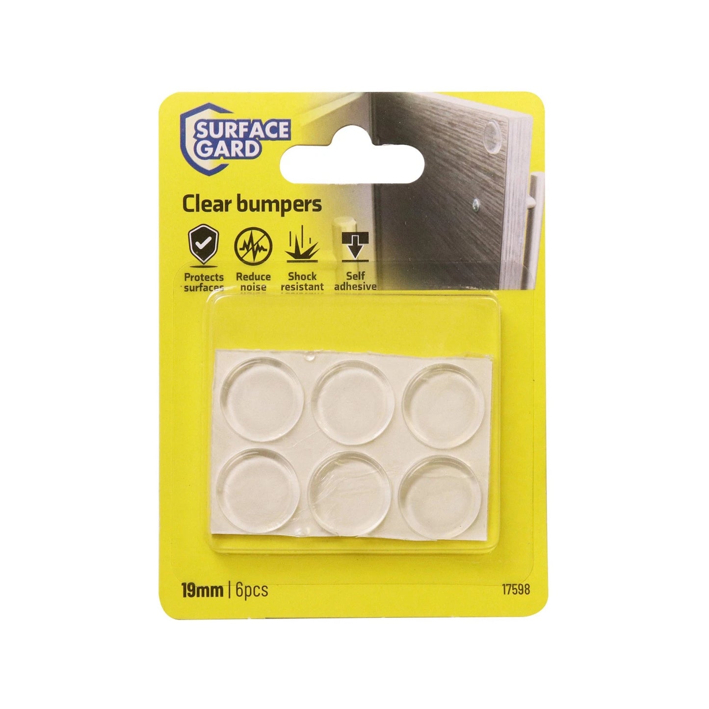 Surface Gard 19mm Clear Round Floor Protection Pads - 6 Piece, Reduces Scratches & Noise