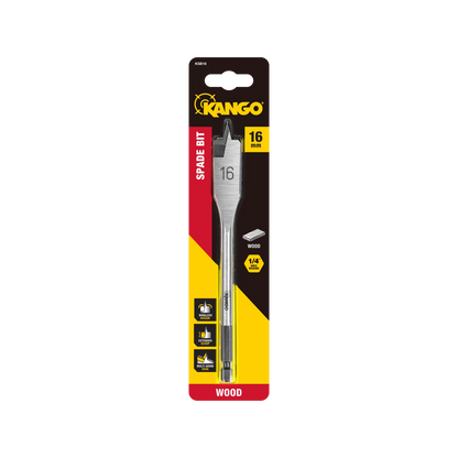 Kango 16mm Spade Bit - Wingless Design, Extended Scoop, Multi Grind Edge, ¼” Hex Shank