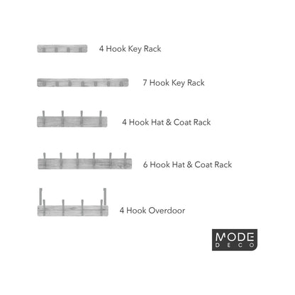 MODE 4 Brushed Nickel Over Door Hooks on White Wash Board Hanger, No Tools Required