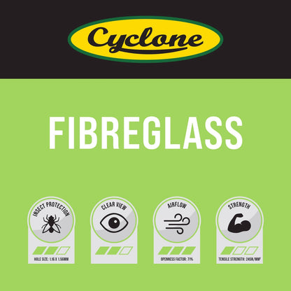 Cyclone Fibreglass Flyscreen 910mm x 30m, Easy Install, UV Stabilised, Matte Charcoal Finish