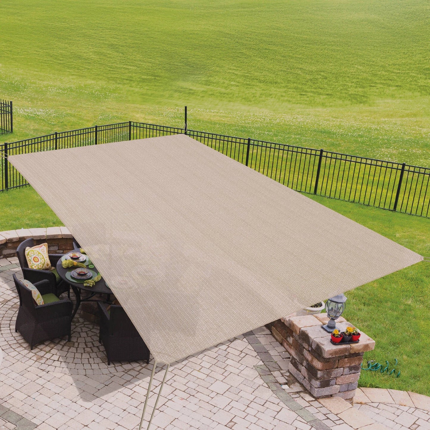 Coolaroo Rectangle Shade Sail 2.1x3.9m Riverstone, UV Protection, Easy Setup, Portable