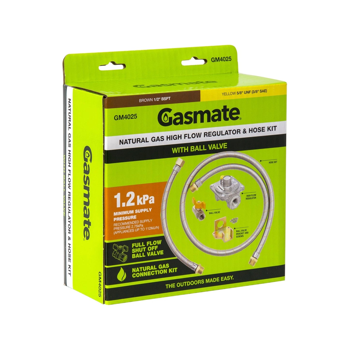 Gasmate Natural Gas Highflow Conversion Kit for 2-6 Burner BBQs, Includes Regulator & Hose