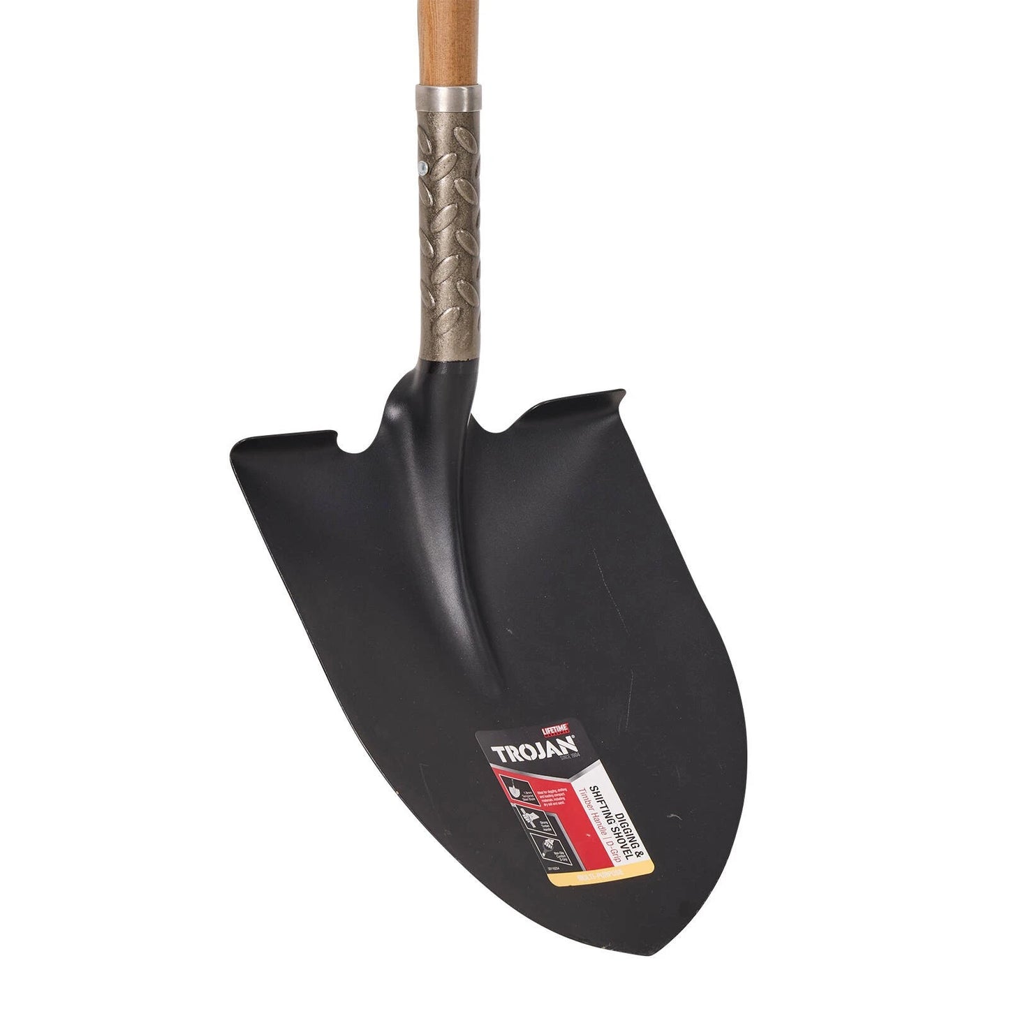 Trojan Round Mouth Shovel with Timber D-Handle, Carbon Steel Blade, Comfort Grip