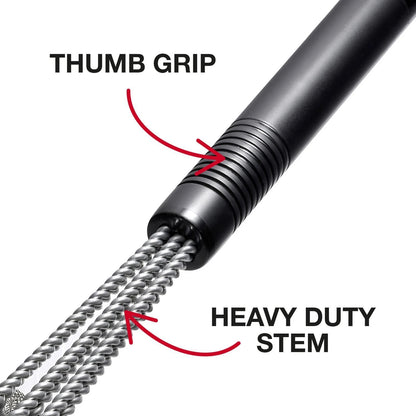 Char-Griller Triple Grid Helix Grill Brush, Stainless Steel Coils, Triple Head, 18" Length