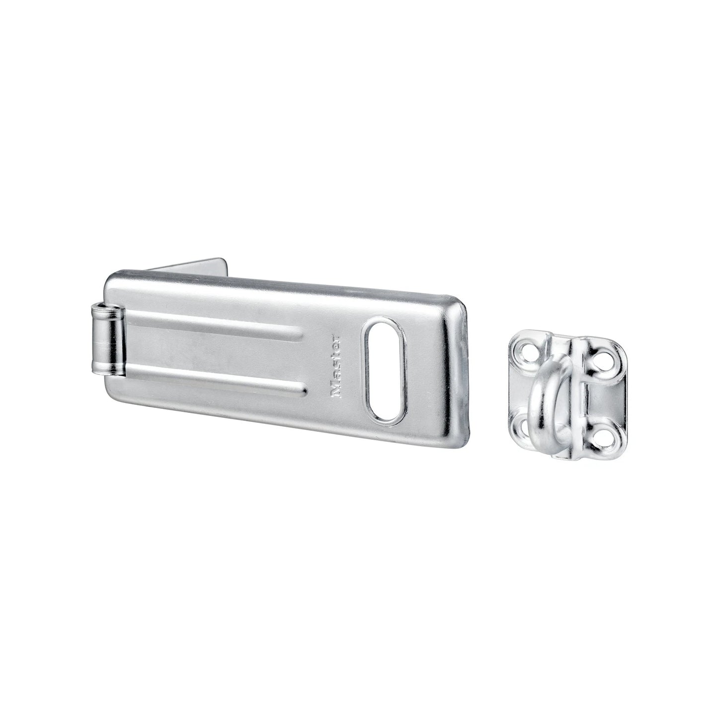 Master Lock 112mm Steel Hasp & Staple, Weather-Resistant, Cut-Resistant, Zinc Plated