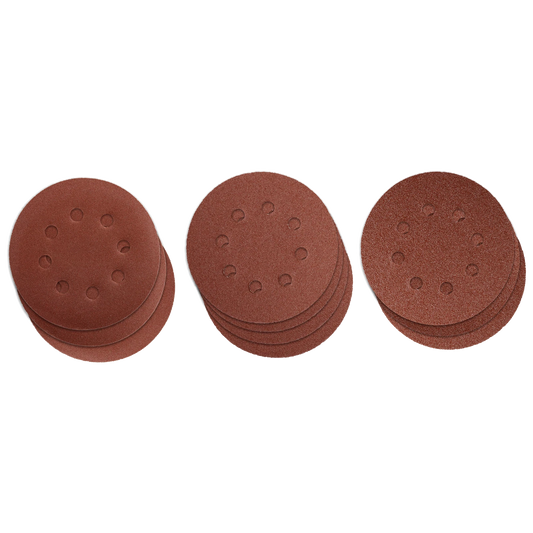Ryobi 125mm Orbital Sanding Discs, Quick-Change, 80/120/220 Grit, 10 Pack