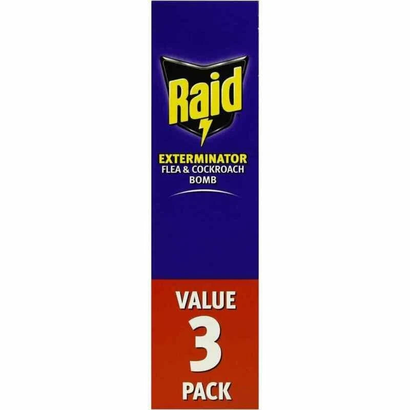 Raid Exterminator Flea & Cockroach Bomb 3pk - Fast-Acting Pest Control for Home & Office