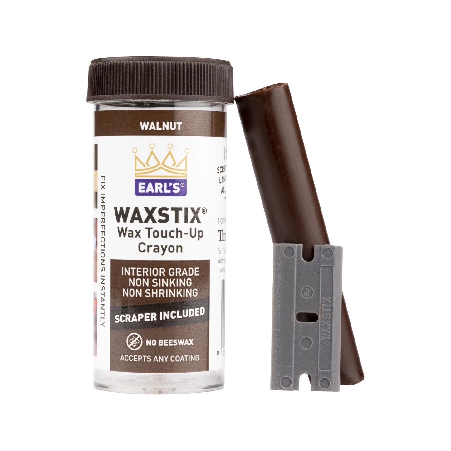 Waxstix Walnut Timbermate Touch Up Crayon, Scratch Repair, No Beeswax, Color Blending, 12 Colors