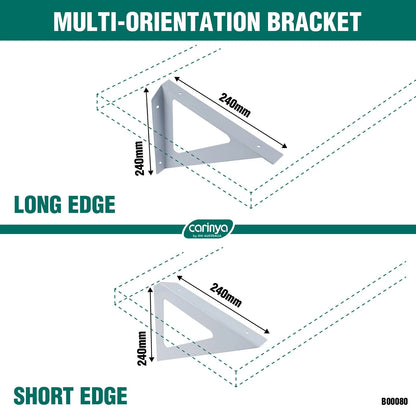 Carinya White Triangle Stayed Bracket 190x190mm, 100kg Load, Indoor/Outdoor Use