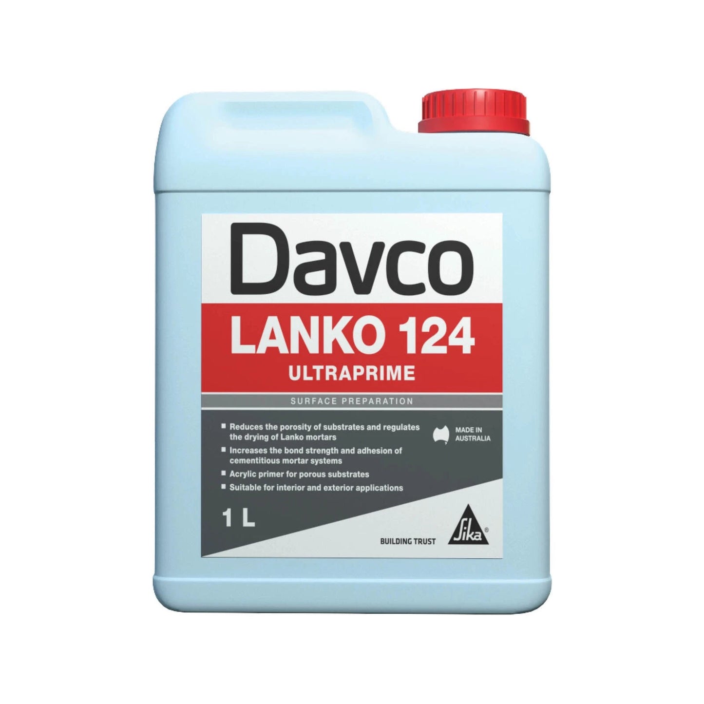 Davco 1L Ultraprime 124 Acrylic Surface Primer - High Bond Strength, Reduces Porosity