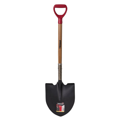 Trojan Round Mouth Shovel with Timber D-Handle, Carbon Steel Blade, Comfort Grip