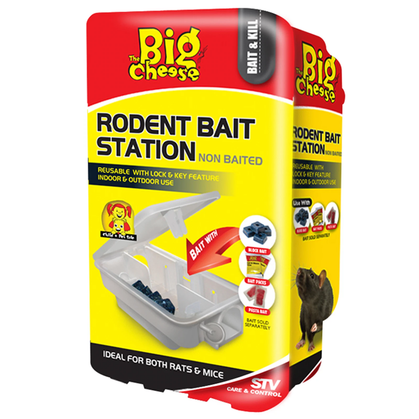 The Big Cheese Rodent Bait Station - Lockable, Reusable, Child & Pet Safe, Indoor/Outdoor Use