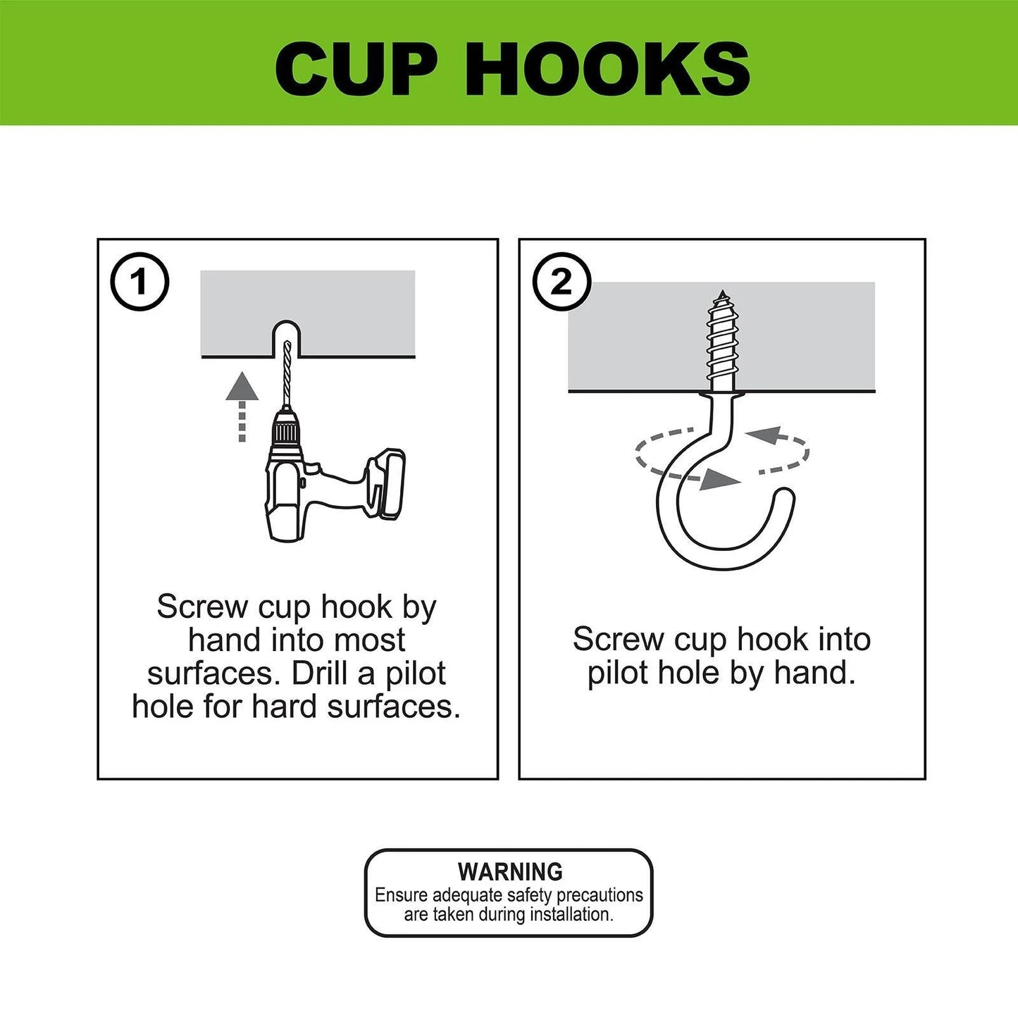 Everhang 10mm Zinc Plated Cup Hooks, 25 Pack - Secure, Easy Install, Indoor/Outdoor Use