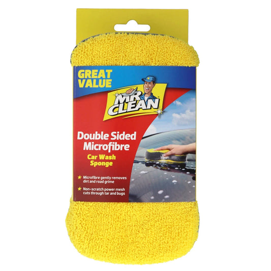 MR CLEAN Double Sided Microfibre Car Sponge, Non-Scratch, Machine Washable, Soft Surface