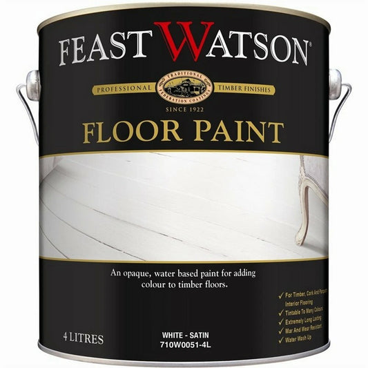 Feast Watson 4L Satin White Floor Paint - Durable, Scratch & Wear Resistant, Water-Based