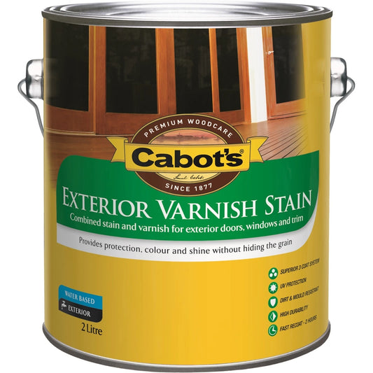 Cabot's 2L Rose Mahogany Exterior Varnish Stain - Semi-Transparent, UV & Mould Resistant