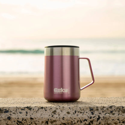 Esky Pink Bondi Travel Mug 414ml with Handle, Stainless Steel, Insulated, Splashproof Lid