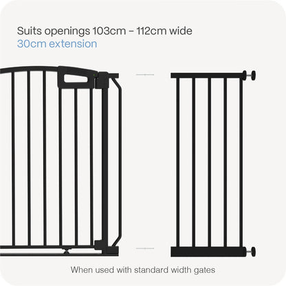 Perma Child Safety 30cm Black Baby Gate Extension, Universal Fit, Durable Steel
