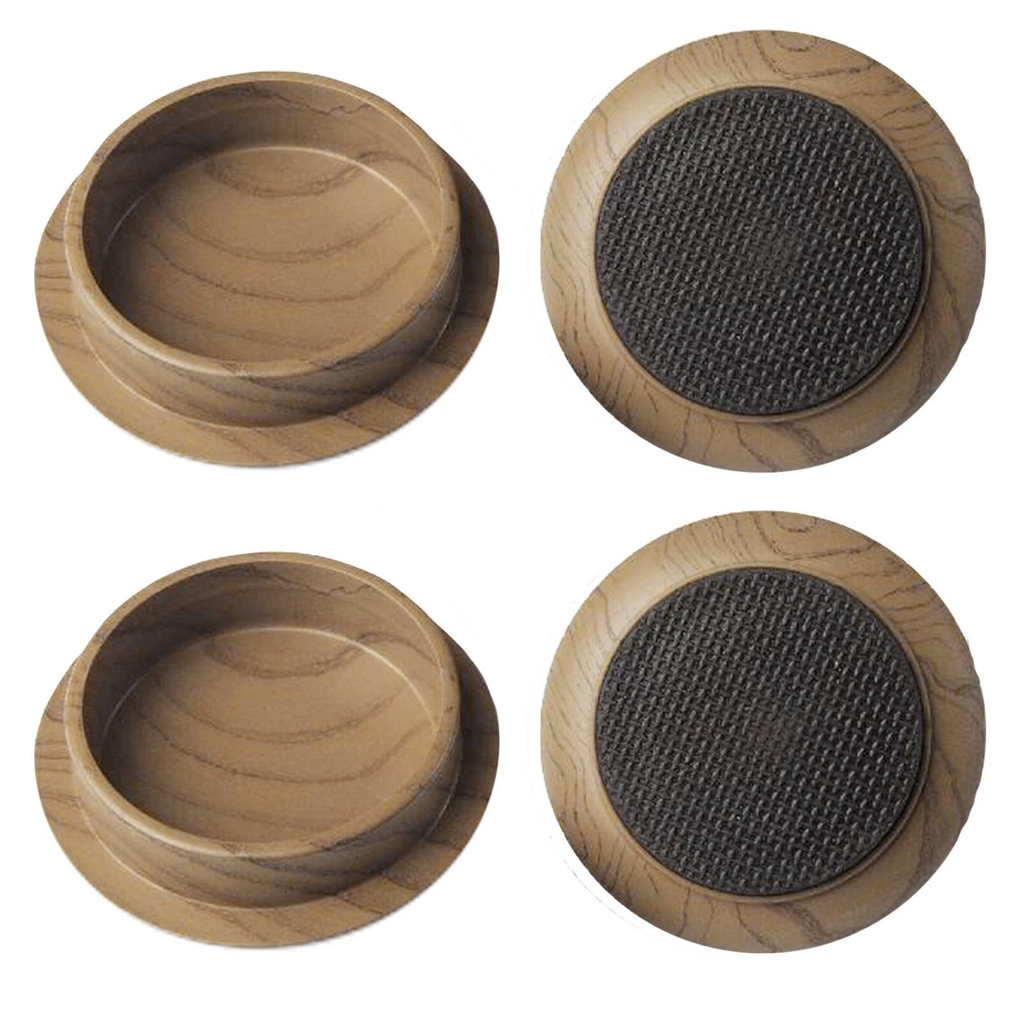 Surface Gard 66mm Dark Wood Effect Non-Slip Round Castor Cups, 4 Pieces