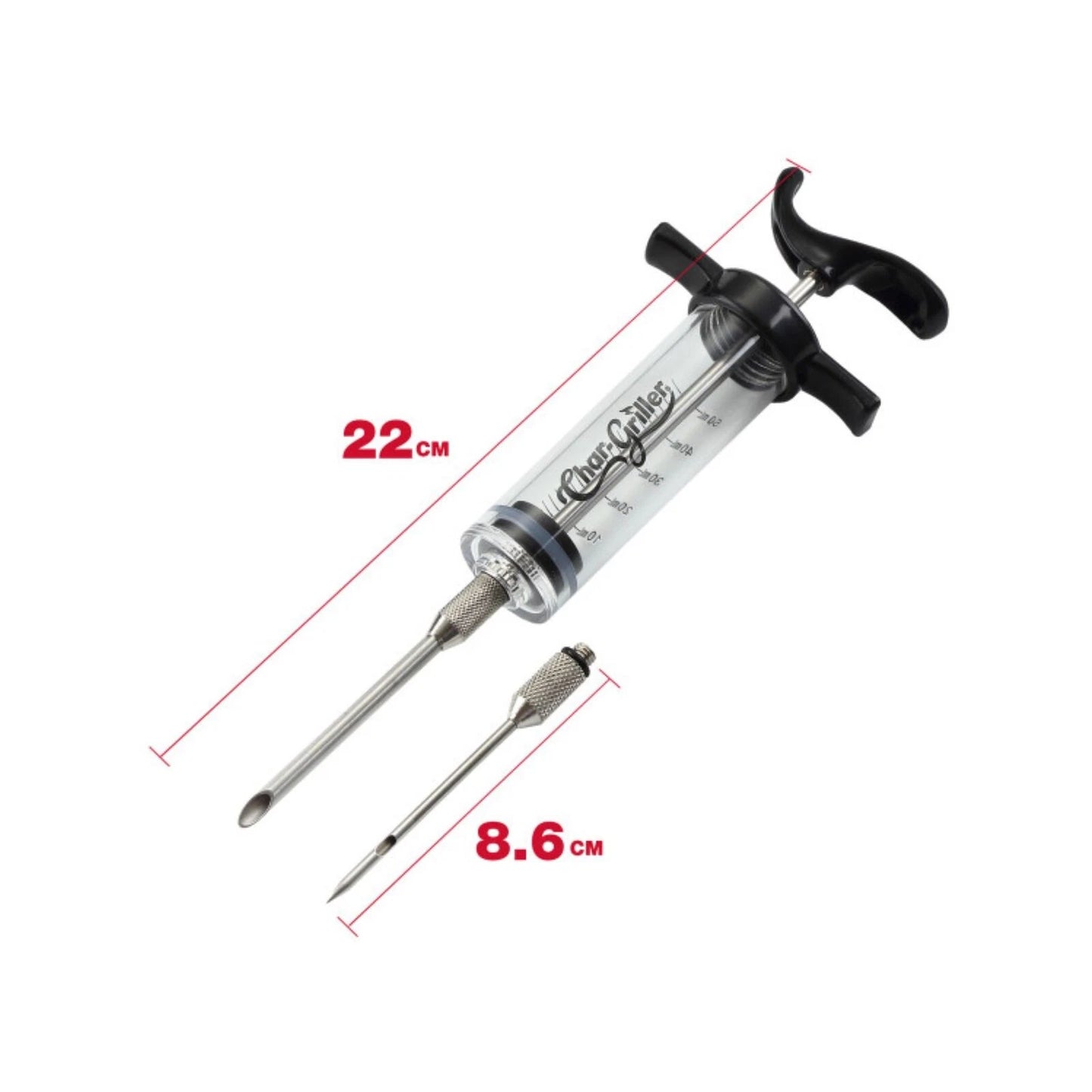 Char-Griller 50ml BBQ Marinade Injector, Dual Needle, Stainless Steel, Leak-Proof, Dishwasher Safe
