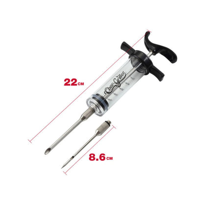 Char-Griller 50ml BBQ Marinade Injector, Dual Needle, Stainless Steel, Leak-Proof, Dishwasher Safe