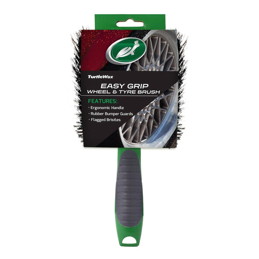 Turtle Wax Easy Grip Wheel & Tyre Brush - Durable Bristles, Non-Slip Handle, Rubber Guard