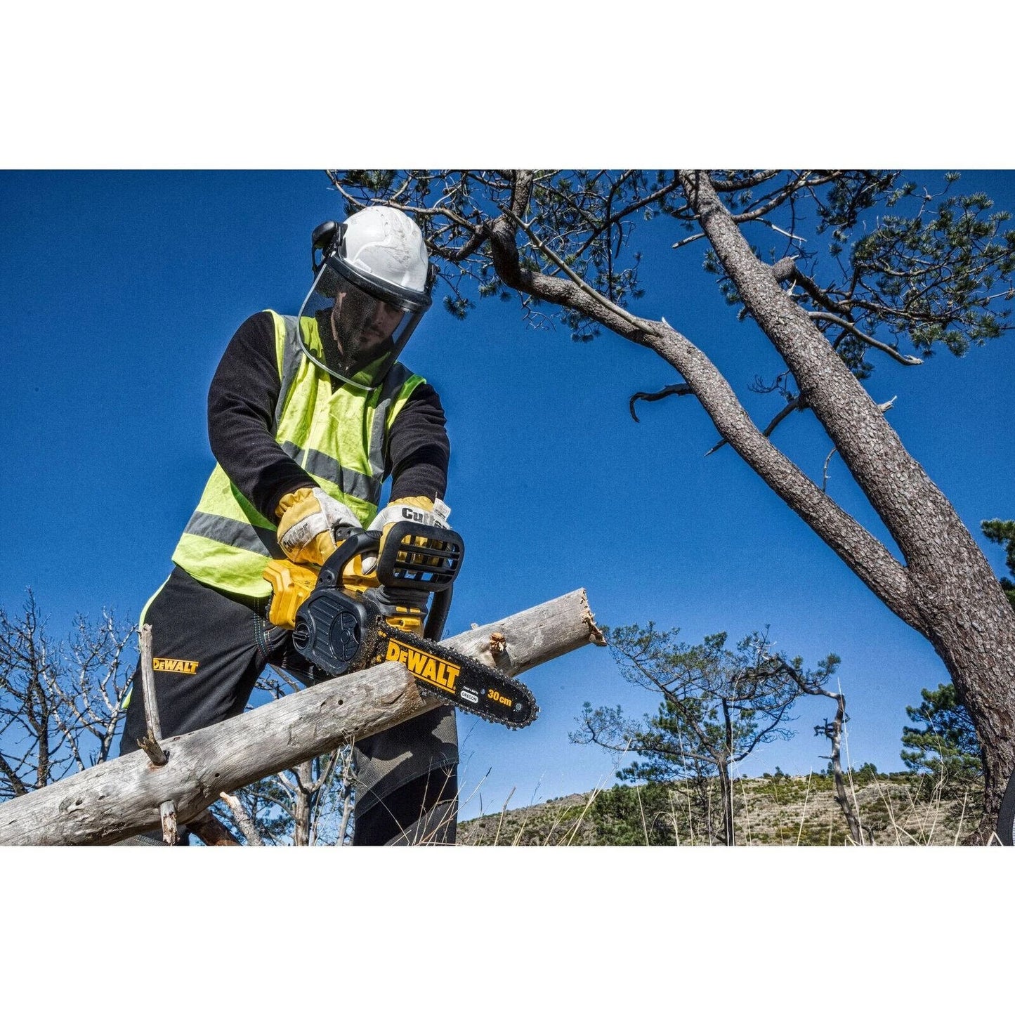 DeWALT 18V XR Brushless Chainsaw Kit 5.0Ah, 30cm Bar, Tool-Free Tensioning, Cordless