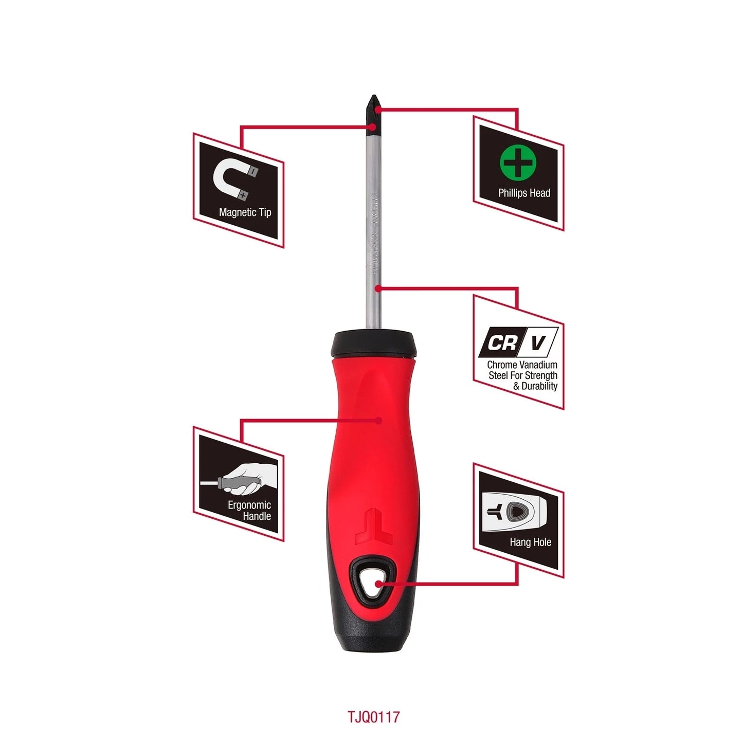 Trojan 75mm No.1 Phillips Screwdriver, Magnetic Tip, Ergonomic Handle, Lifetime Warranty