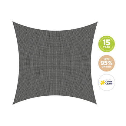 Coolaroo Square Shade Sail 5.4x5.4m Cobblestone, UV Protection, Cancer Council Endorsed