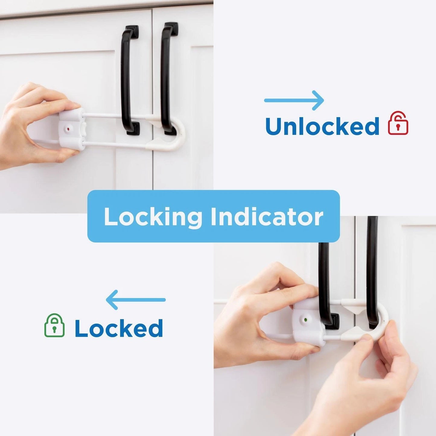Perma Child Safety Sliding Locks 2 Pack, Adjustable, Dual Movement Unlock, Lock Indicator