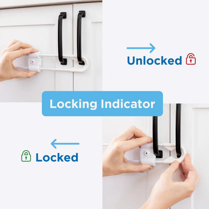 Perma Child Safety Sliding Locks 2 Pack, Adjustable, Dual Movement Unlock, Lock Indicator