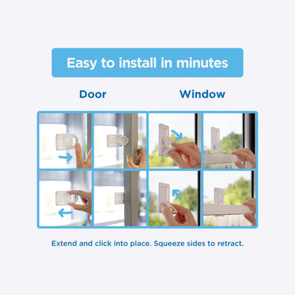 Perma Child Safety Sliding Door & Window Lock 2 Pack - Easy Install, Dual Movement Activation