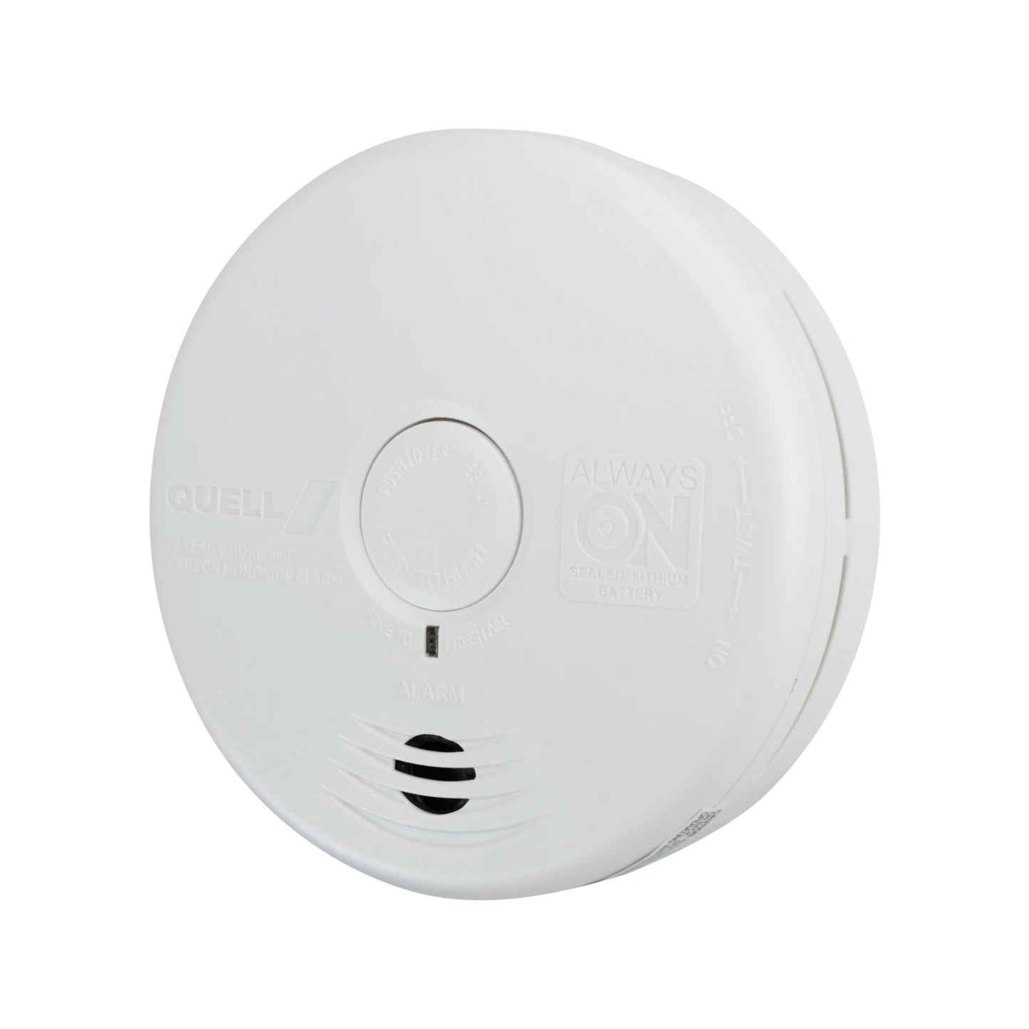 Quell Worry-Free Photoelectric & CO Alarm, 10-Year Battery, Dual Detection, Kitchen Safe