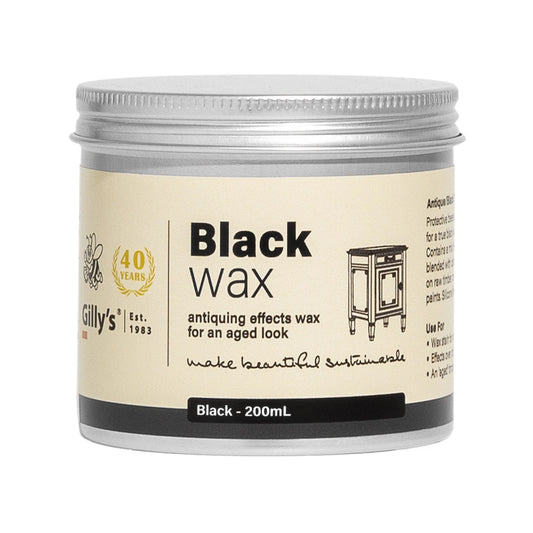 Gilly's Black Wax 200ml - Antique Effects, Rich Black Finish, Natural Ingredients