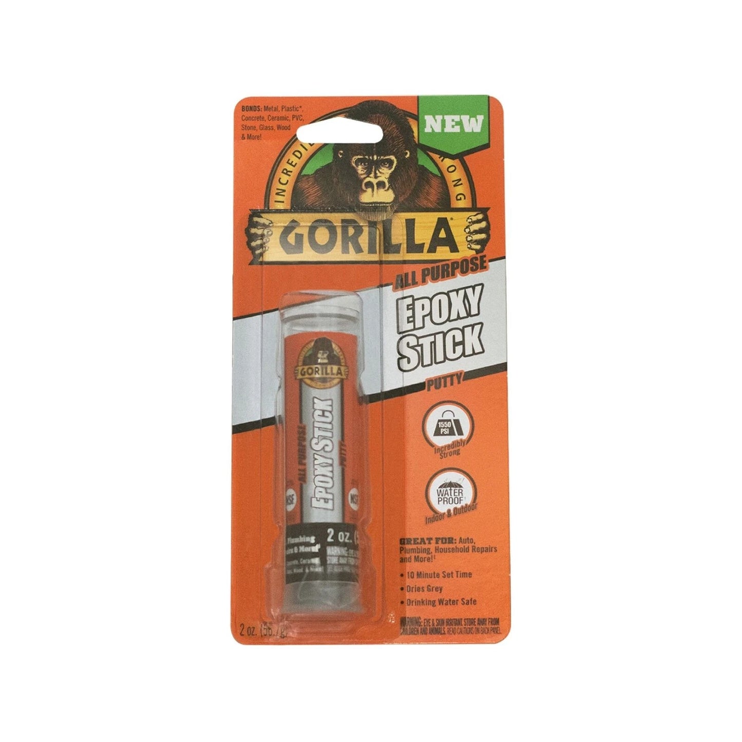Gorilla All Purpose Epoxy Stick 56.7g - Strong, Fast Setting, Waterproof, Versatile Repair