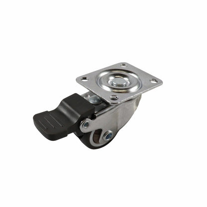 Move It 25mm Rubber Swivel Castor with Brake, 10kg Load, Shock Absorbing, Low Height