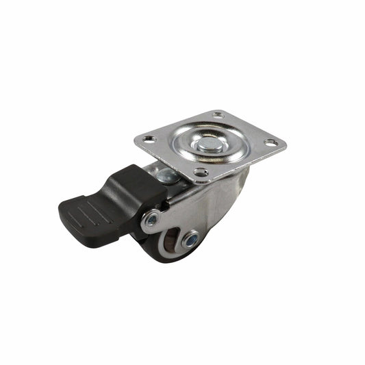 Move It 25mm Rubber Swivel Castor with Brake, 10kg Load, Shock Absorbing, Low Height