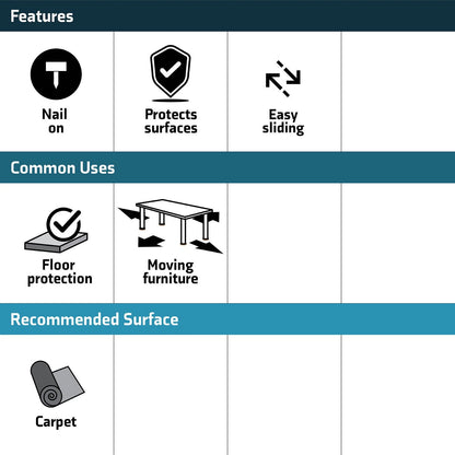 Surface Gard 32mm Nail On Slide Glide 4 Pack - Carpet Furniture Floor Protector