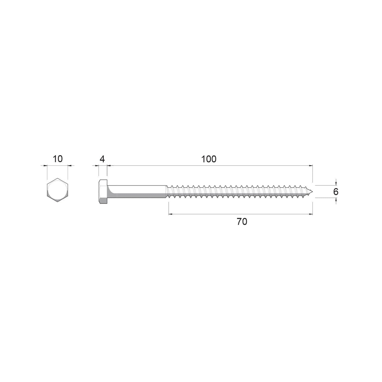ZENITH M6 x 100mm Galvanised Hex Head Coach Screws - Heavy-Duty, Corrosion Resistant