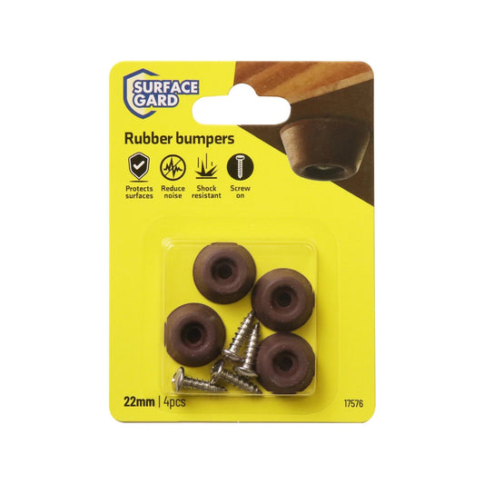 Surface Gard 22mm Brown Screw-In Pads - 4 pcs, Noise & Scratch Protection